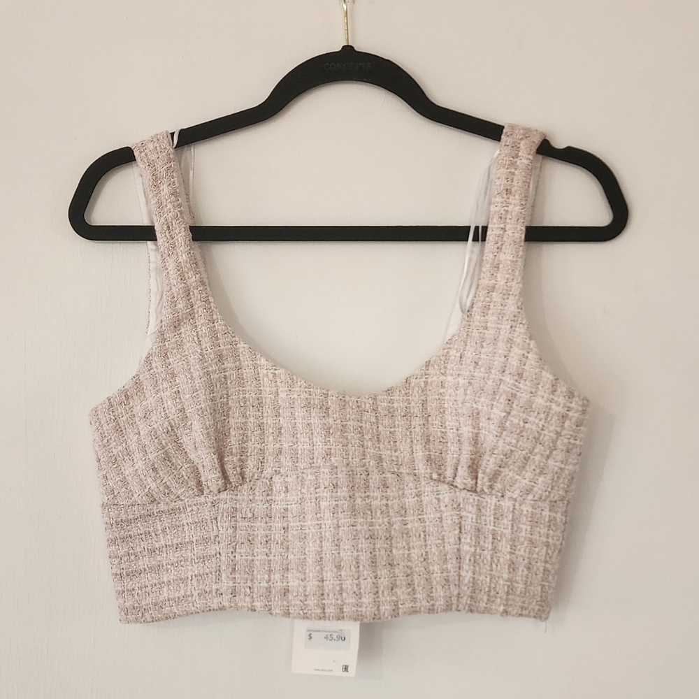 ZARA knit pastel pink crop top size S